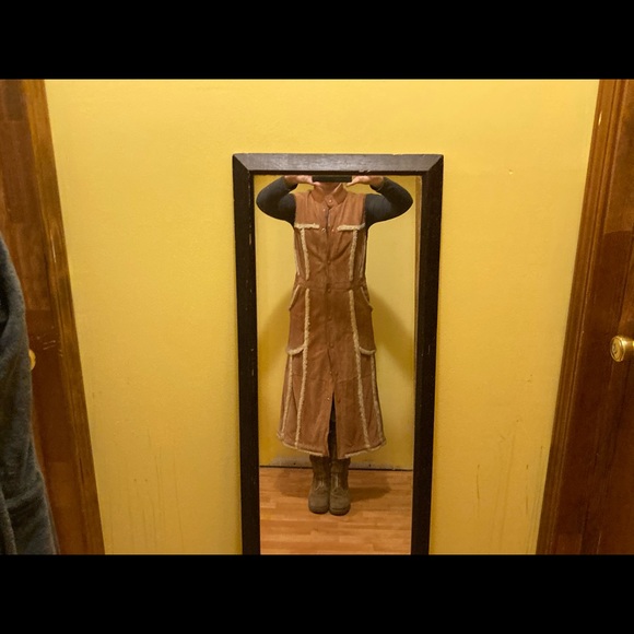 Vintage long leather snap button vest - Picture 6 of 9